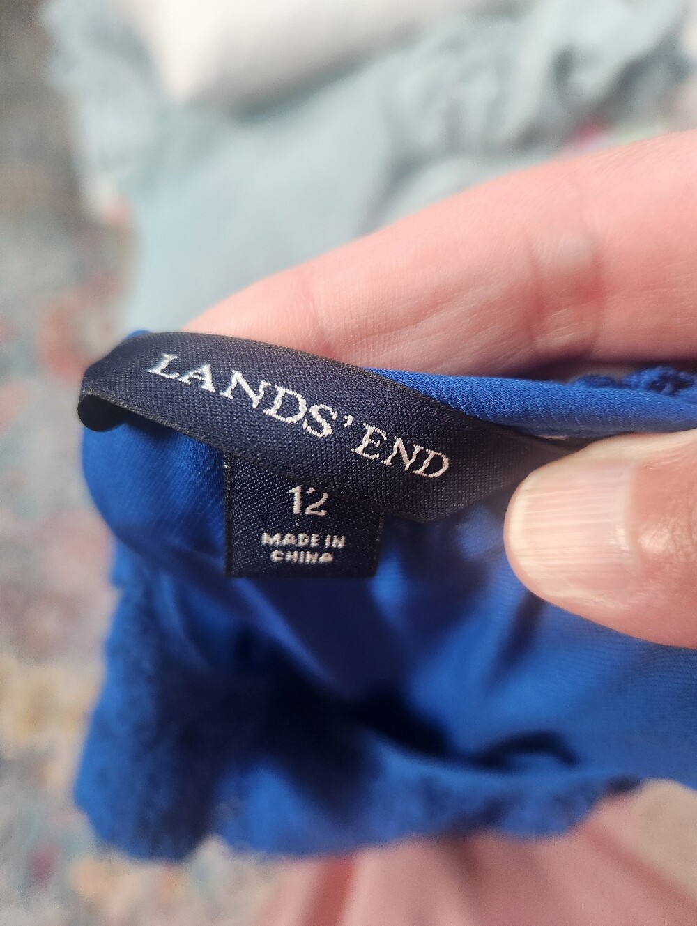 Lands End Blue Lace Sleeveless Midi Dress - Elegant Size 12 - Picture 10 of 10